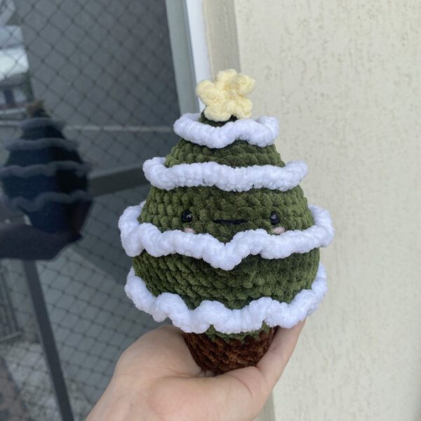 3 Árvores De Natal com Neve Amigurumi de Pelúcia